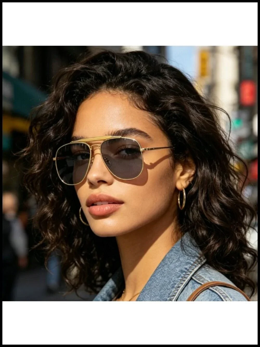 Oversized Pilot Sunglasses for Women Men Vintage 70s UV400 Protection Polygon
